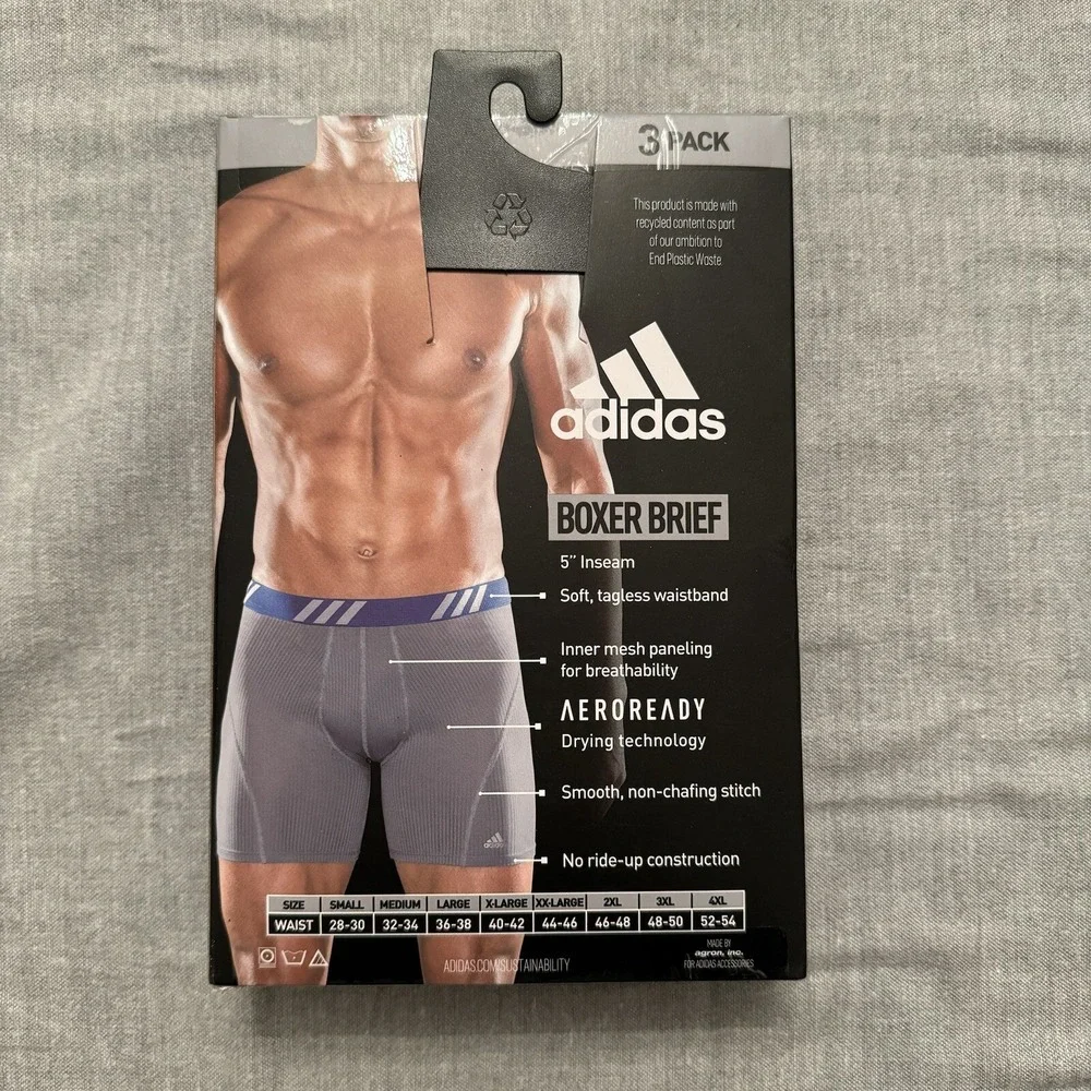 Adidas Performance Mesh Boxer Brief Men's XXL 3 Pack Underwear Breathable‎ Sport